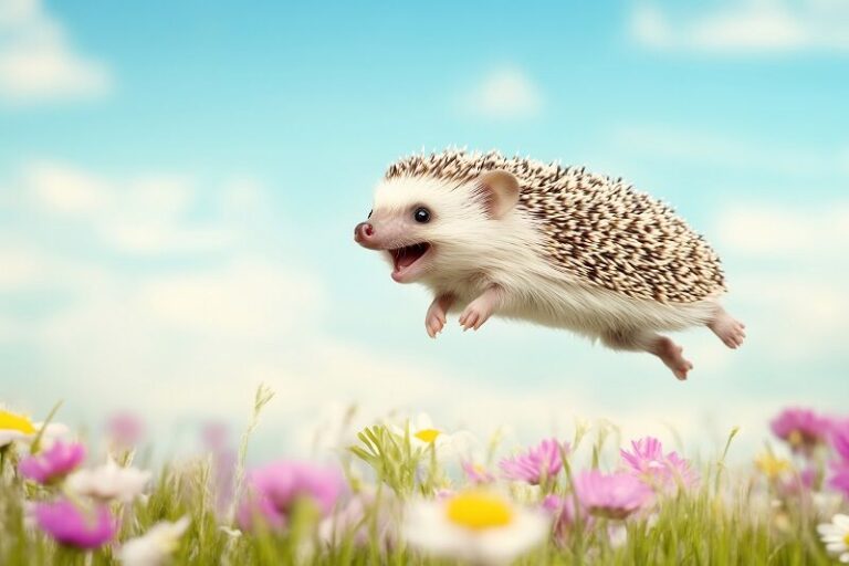 ハリネズミが飛んでる画像