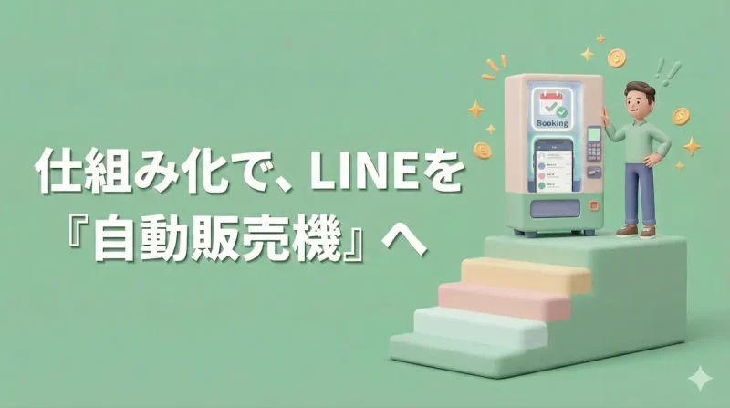 LINE予約を仕組み化して自動販売機のように24時間稼働させるイメージ