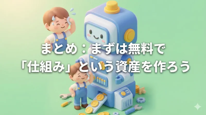 まとめ：まずは無料で「仕組み」という資産を作ろう（自動収益システム構築のイメージ）