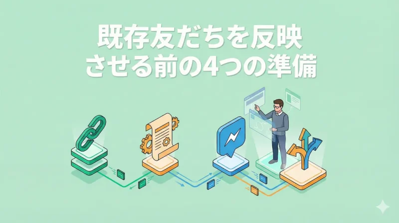 プロラインフリーで既存友だちを反映させる前の4つの準備ステップ図解