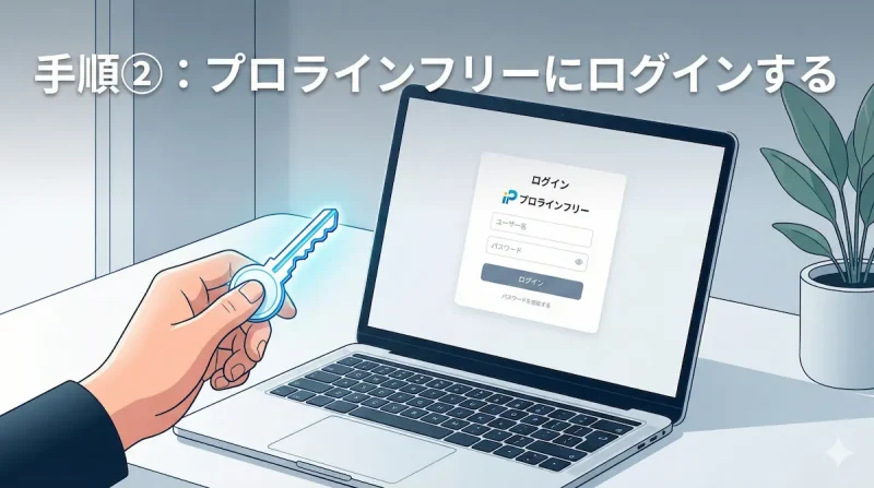 手順②：プロラインフリーにログインする