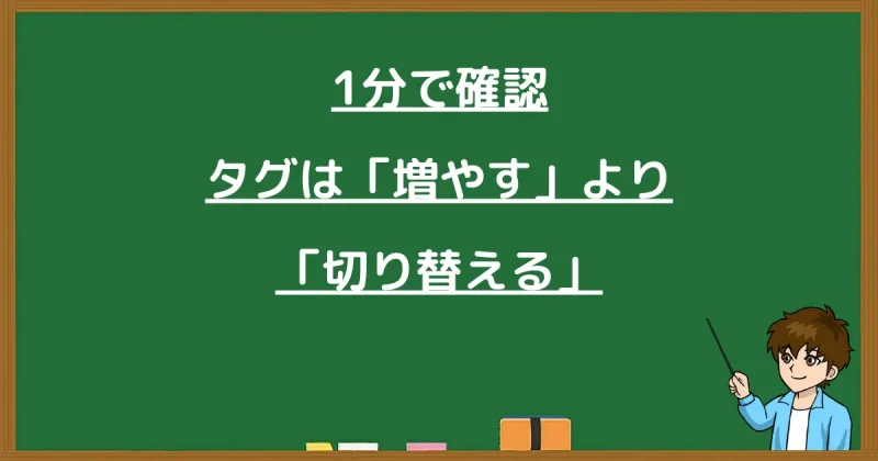 プロラインフリーのタグ管理は「増やす」より「切り替える」ことが重要であるという解説