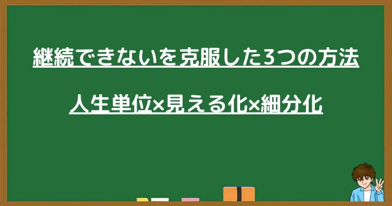 継続できない状態を克服した「人生単位・見える化・細分化」の3つの方法