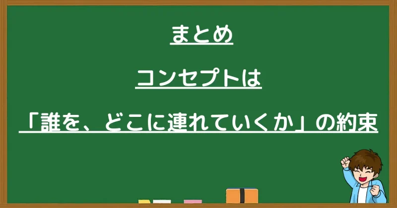 コンセプトは「誰をどこに連れていくか」の約束というまとめ図