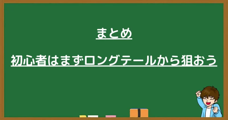 初心者はまずロングテールキーワードから狙うべきとまとめた見出し画像