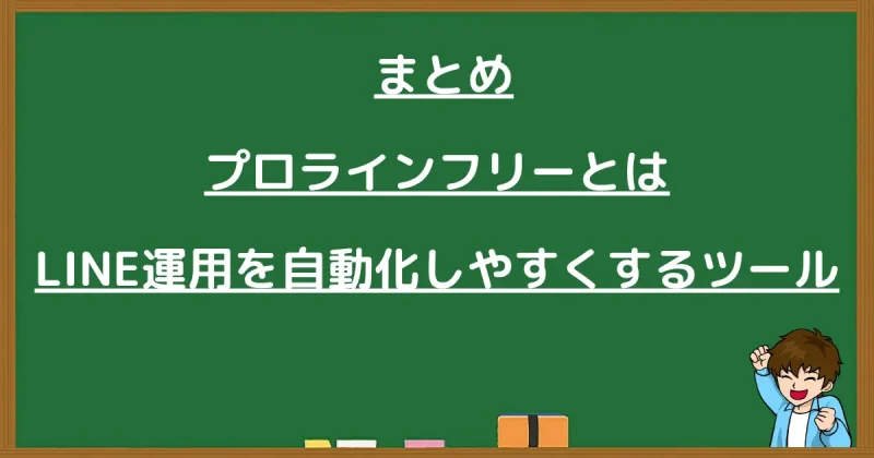 プロラインフリーとはのまとめと書かれた黒板画像