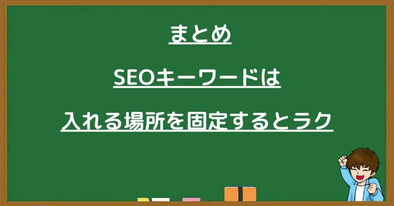 SEOキーワードの入れる場所を固定する考え方をまとめた図